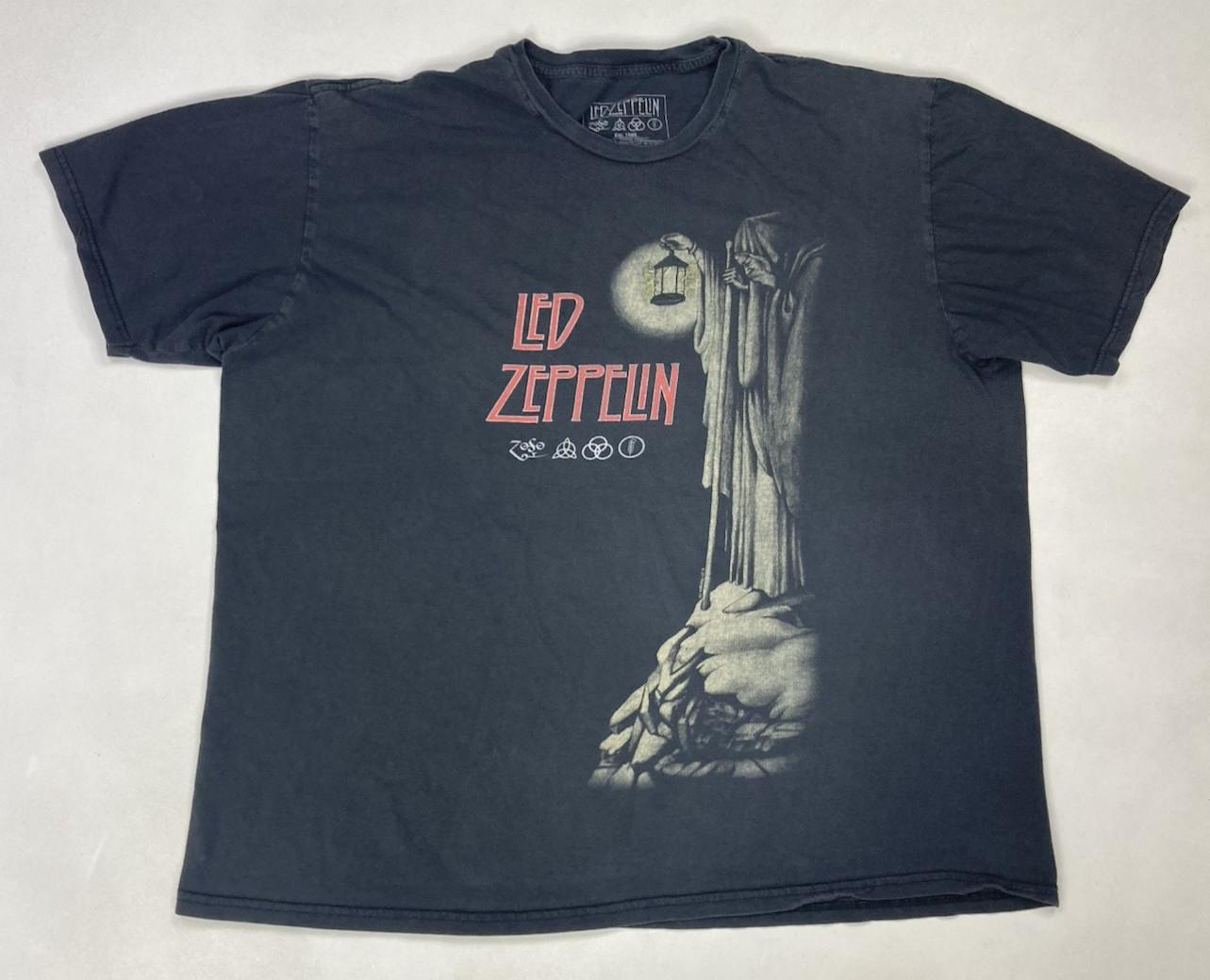 Led Zeppelin Hermit Retro Graphic T-shirt Men XXL Black Music Merch S