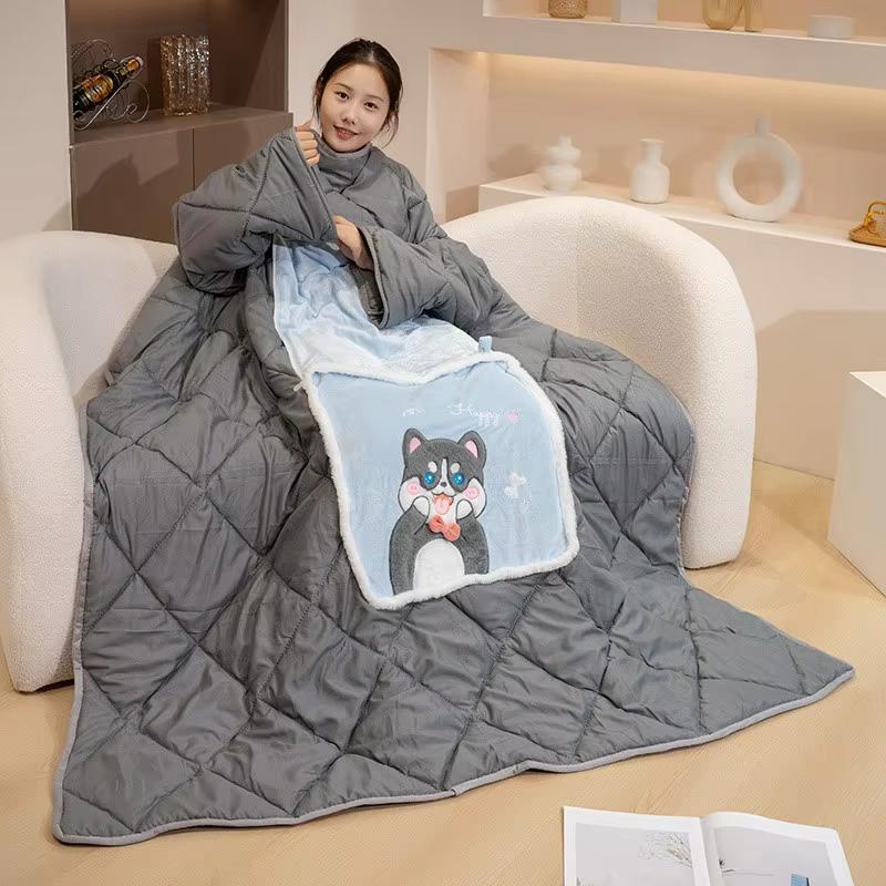 Winter Tragbare Decke Kuscheliges Fleece Warmer Wickel Überwurf mit Ärmeln - Sherpa Decken-Hoodie Als Geschenke für Mama Frauen, Kuschelige Sweatshirt-Decke