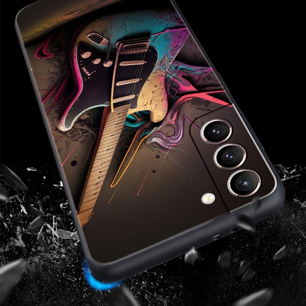 Guitar Music Art Phone Case For Samsung Galaxy S26 Ultra S25 Plus S24 FE S23 S22 5G S21 S20 Cover Black Soft