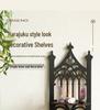 Bohemian Gothic Black Wooden Wall-Mounted Shelf for Bedroom Decor