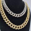 Cuban Chain New Style Cuban Chain Man Necklace 18K Gold Plated Full Rhinestone Alloy Hip Hop Necklace Ice Out of Miami Necklace