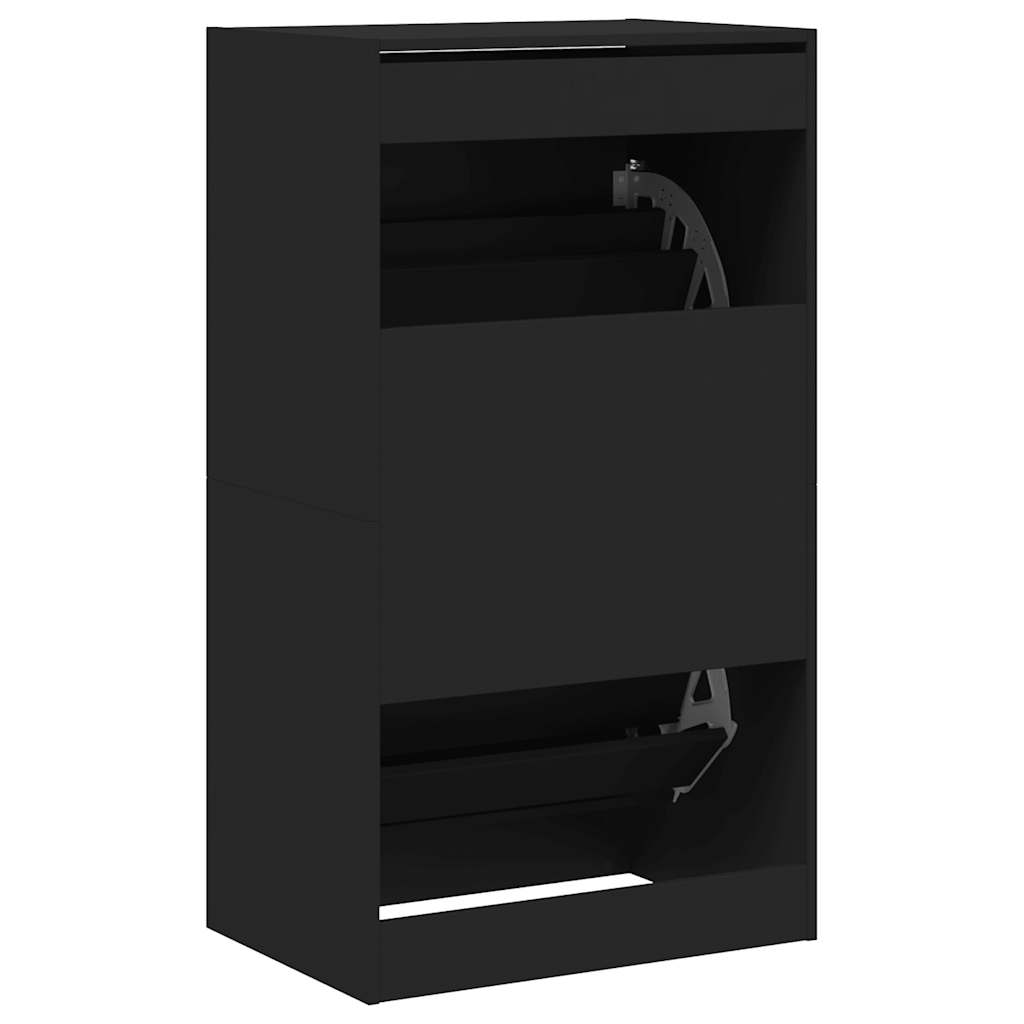 Shoe Cabinet with 2 Doors Black 60 X 42 X 108 Cm