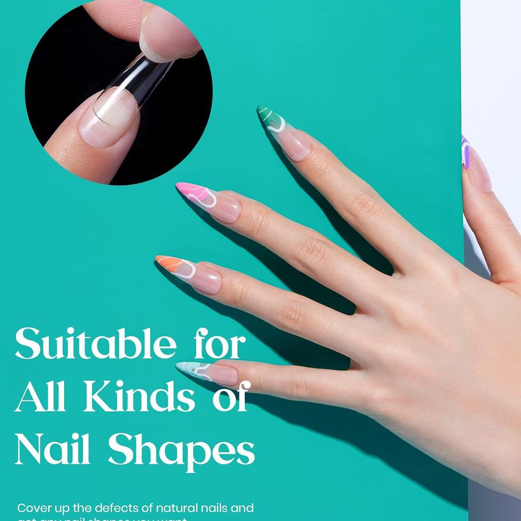 120/240Pcs XL Stiletto Gel X Nail Tips Clear Fake Nails Extra Long Stiletto Nail Full Cover Artificial Fingernail Extension Tool