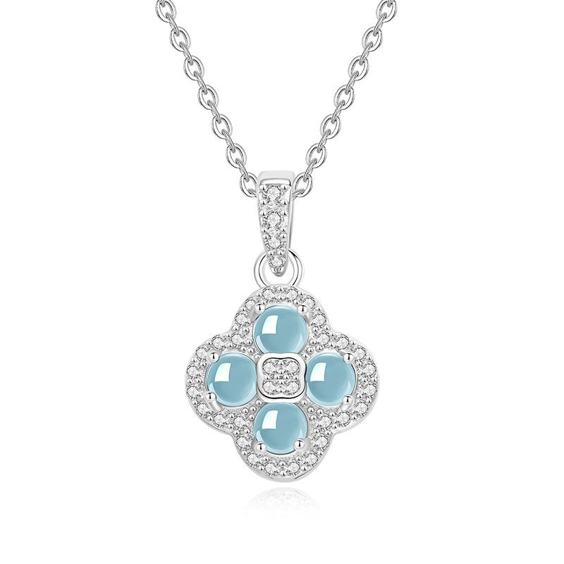 

Jade four-leaf clover sterling silver necklace girls light luxury niche 2025 new new Chinese birthday gift for girlfriend