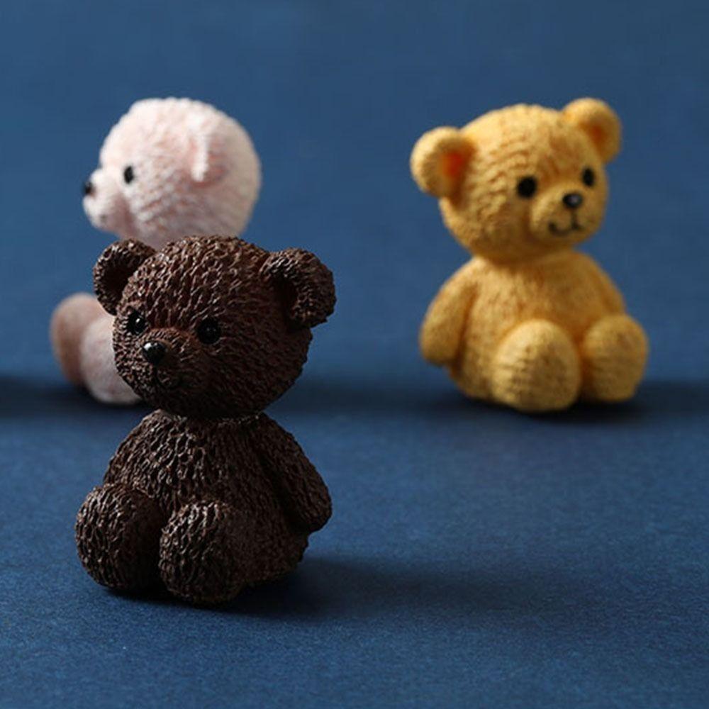 Mikro-Landschaftsdekoration Niedliche Miniatur-Bärenfiguren Mini Lustige Cartoon-Tierstatue Handgemachter Kunststoff-Bärendekor Zuhause