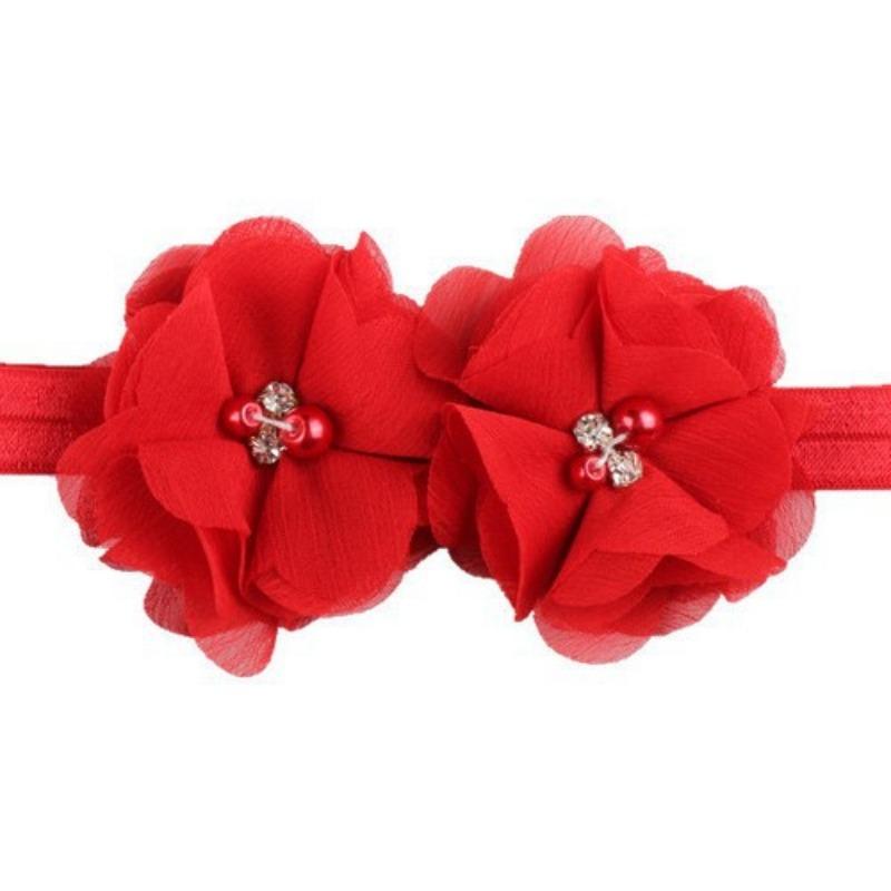 Solid Color Baby Headband, Flower Chiffon Rhinestone Floral Headband, Children's Flower Headband Hair Accessories