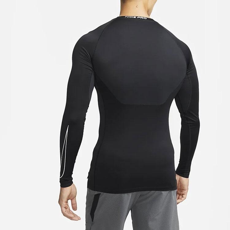 Nike Pro Dri-Fit Solid Print Sports Casual Crew Neck Breathable Slim Fit Long Sleeve Raglan T-Shirt Men Tops Black DD1991-010