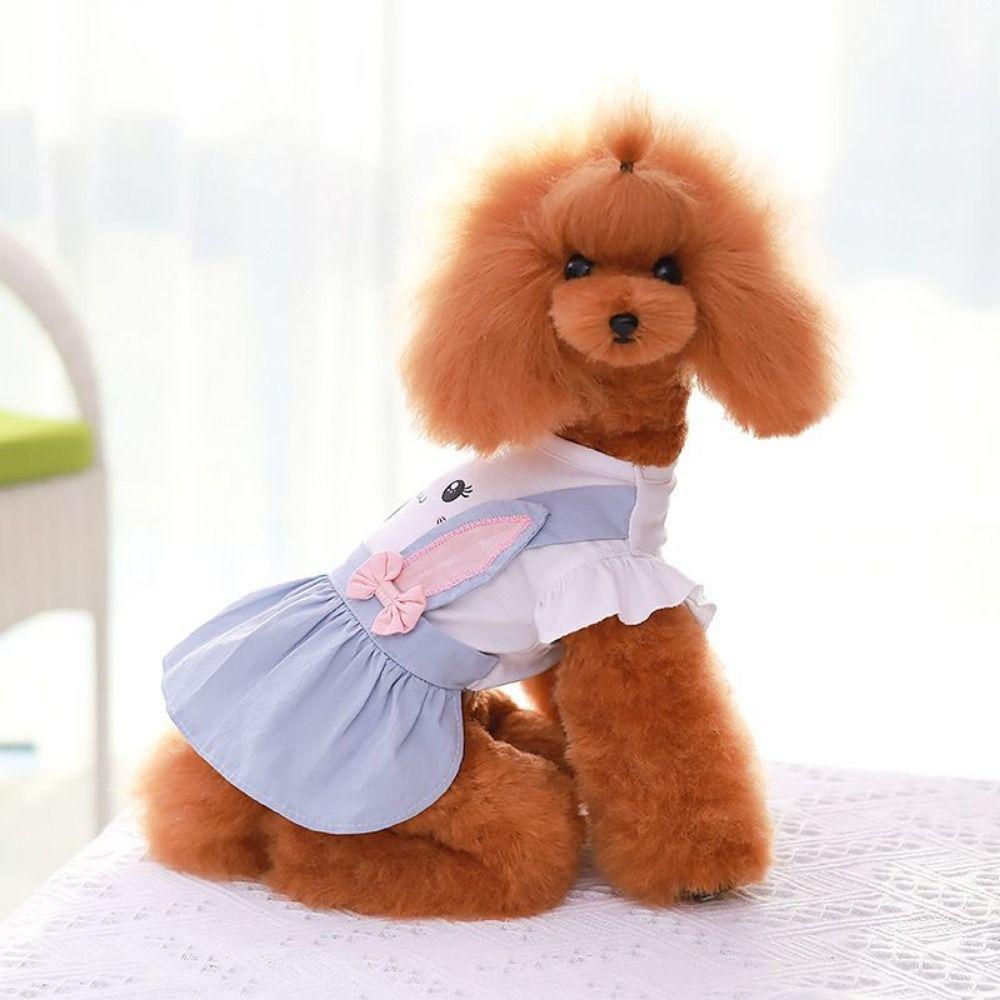 With Bow-knot Dog Round Neck Dress Pullover Design Pet Pleated Skirt Dog Dress  Spring/Summer