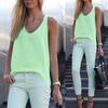 Solid Color Round Neck Sleeveless Chiffon Blouse Summer Women Vest Tank Top