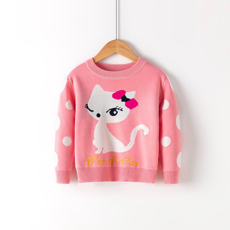 Children's New Autumn/Winter Double-Layer Knitwear Boys' and Girls' Warm Knitted Sweaters Pullover Cartoon-Printed Sweaters Base Layer Sweaters