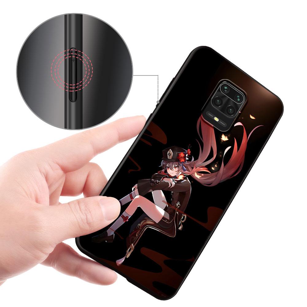 Hu Tao Genshin Impact Case for Xiaomi Redmi 10A 10C 9C 12C 9A 9i 10 12 9 Prime 9T K40 Pro Black Soft TPU Mobile Phone Bag Cover