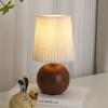 Retro LED Table Lamp Bedroom Fabric Pleated USB Study For Home Room Decor Desktop Decorative Ambiance Bedrooms LED Bedside Lamps