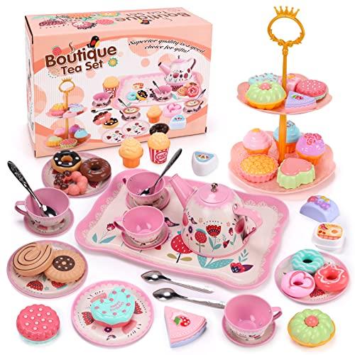 

Qizebaby Afternoon Tea Toy, 48-Piece Pretend Play Set, Indoor Game, Teapot, Tea Set, Biscuits, Cakes, Desserts, Candies, Dessert Stand, Pretend Play,