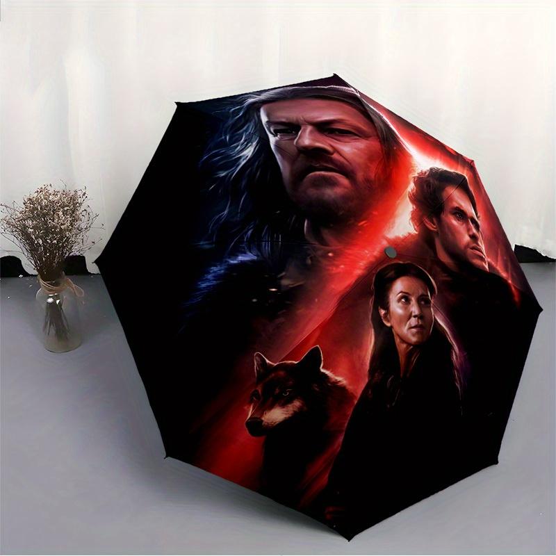 1pc Game of Thrones Automatic Folding Umbrella, Portable Collapsible Design, 8-Rib Iron Frame, All-Season Casual Outdoor Accessory for Christmas Birth
