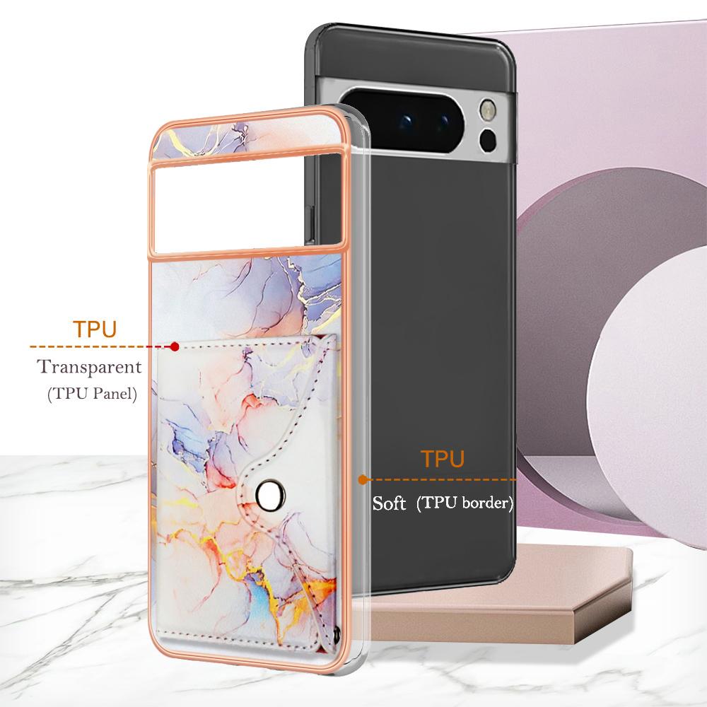 YB Leather Coating Series-9 for Google Pixel 8 Pro Case Card Holder Kickstand Leather Back Cover