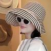 Foldable Women Striped Sun Bucket Hat Fashion Summer Sunshade Cap Breathable