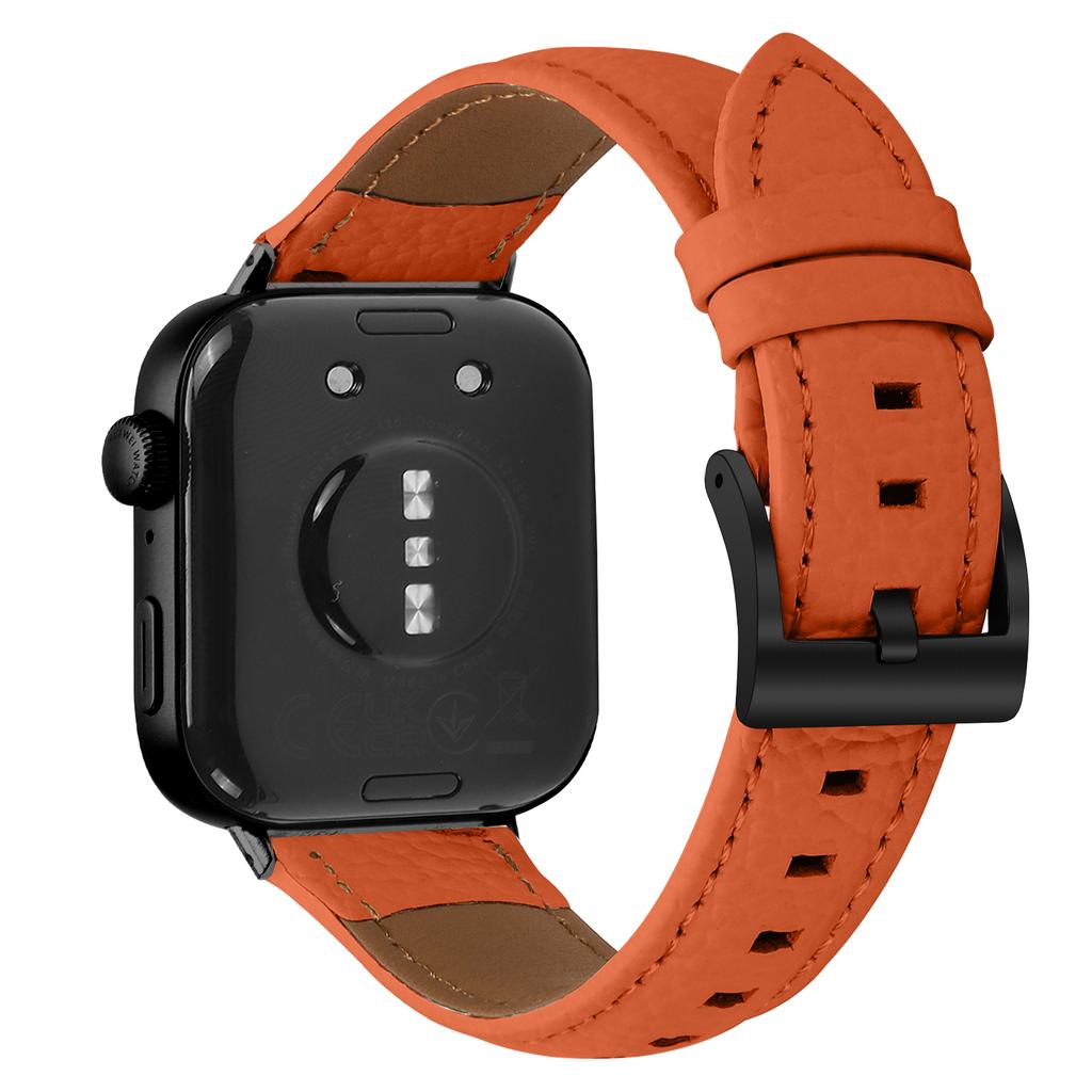 Litchi Textured Genuine Cow Leather Strap with Electroplated Buckle for Huawei Watch Fit 4 Pro/Fit 4/Fit 3 Pointed-End Watch Band