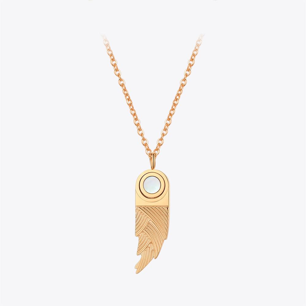 ENFASHION Para Mujer Feather Pendants Necklace For Women Collares Wing 18K Gold Plated Stainless Steel Fashion Jewelry PF193012