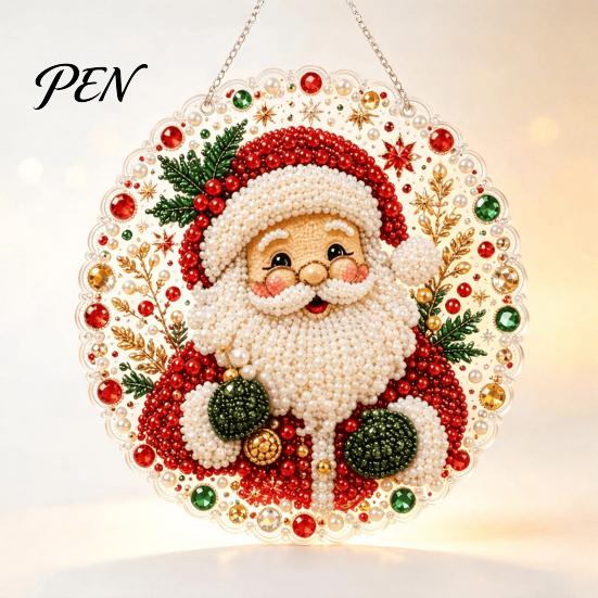 DIY Craft Art Set Christmas Rhinestone Painting Kit, Wreath for Adults, Double Crafting Supplies Teens Sided Window Ornament, Acrylic Hanging
