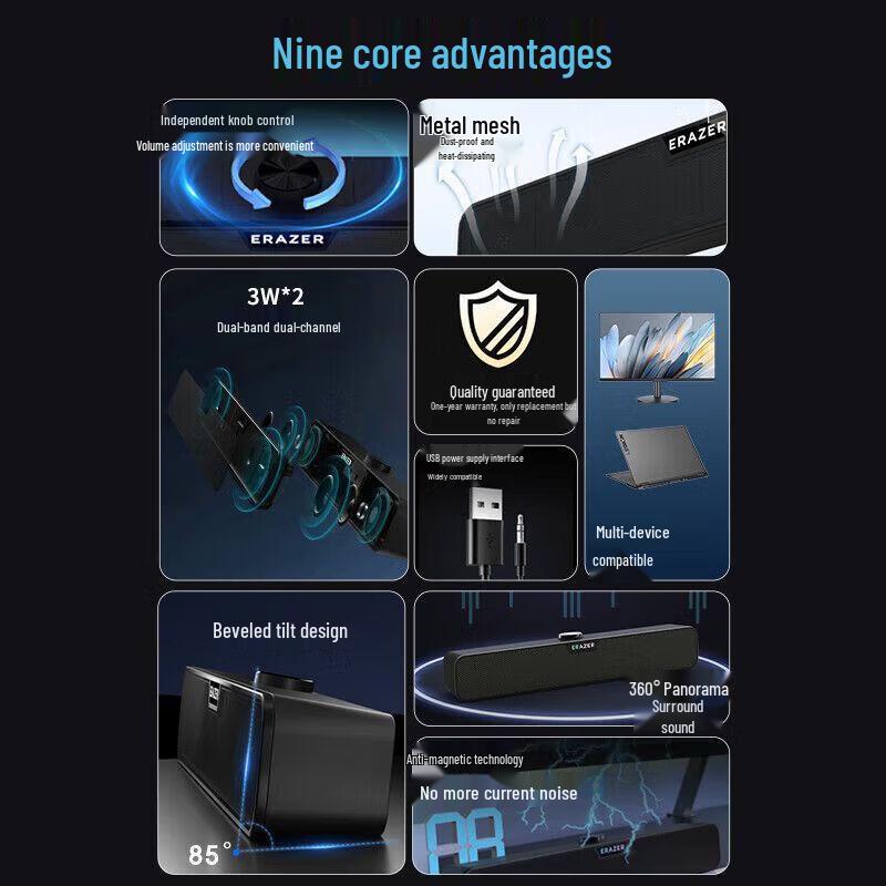 Lenovo SAW1 Wired Desktop Soundbar Speaker