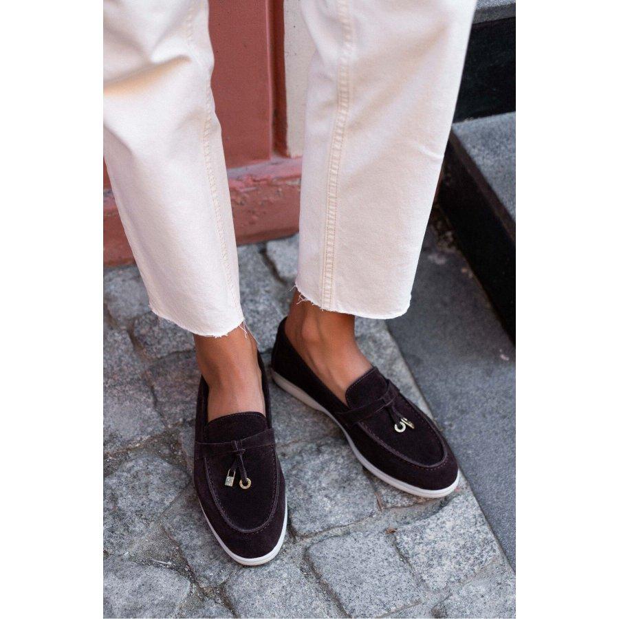 Mocasini de dama din piele intoarsa autentica