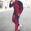 Men Two Piece Outfit Crew Neck Sweatshirt Drawstring Jogger Pants Casual Daily Tracksuit Set