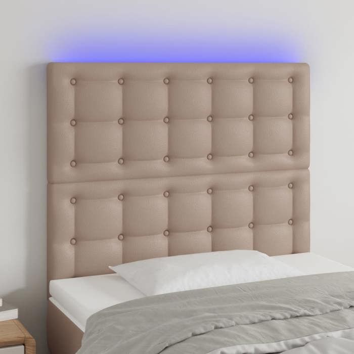 VidaXL Tête de Lit à LED Meuble de Chambre à Coucher Accessoire de Lit Simple Tête de Cadre de Lit Intérieur Cappuccino 3122513