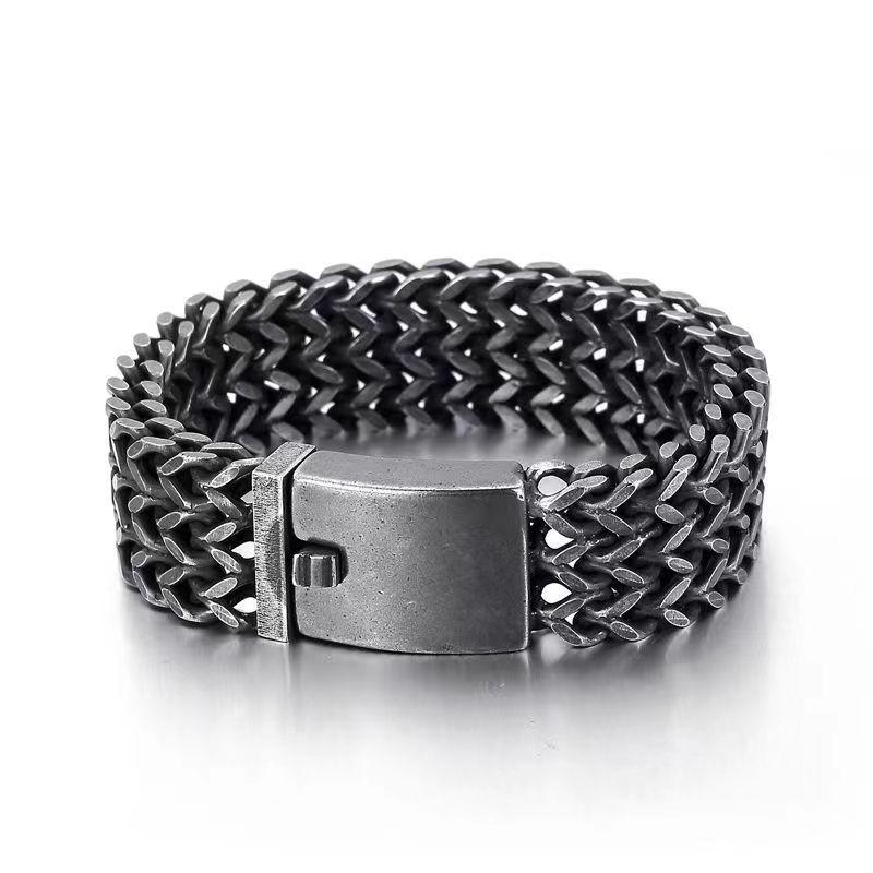 12/18/30mm Heavy Punk Black Stainless Steel Bike Biker Bracelet Men Women Cool Hiphop Dubai Gold Color Mesh Chain Bangle Jewelry