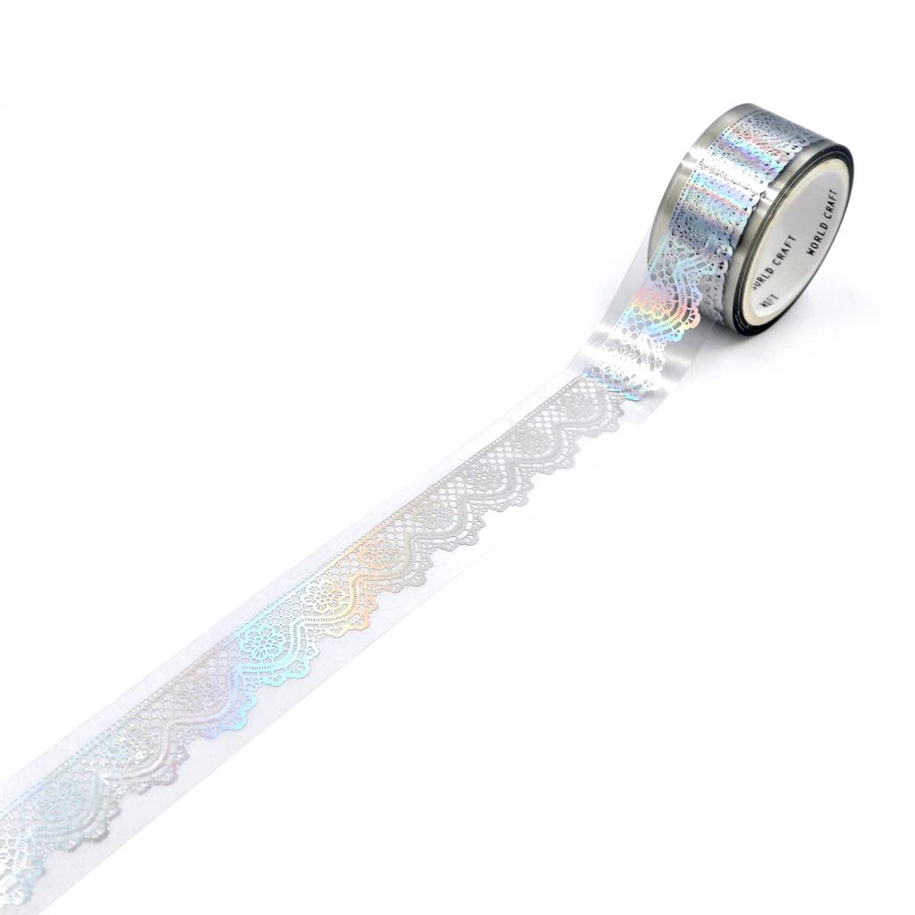 World Craft Masking Tape Glitter Clear Tape Rainbow Aurora Foil Width 20mm Lace KCT20-015