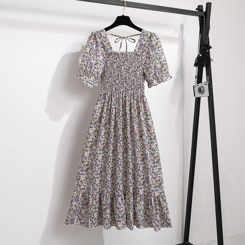 Vintage Sukienka Kwiatowa z Plisowaną Spódnicą i Krzyżowym Wiązaniem do Eleganckiego Letniego Ubioru do Pracy