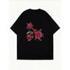 Women Casual T Shirt White Rose Floral Print Summer Outfit Top For Everyday Wear