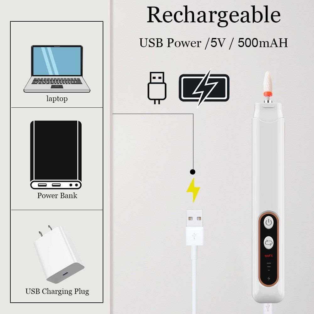 Electric Nail Grinder for Manicure & Pedicure – Portable Pen-Style Cuticle and Thick Nail Remover