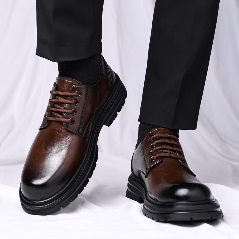 Men's luxury leather shoes Classic casual style Party Business Office Outdoor fashion thick soled shoes Lace up Derby New
