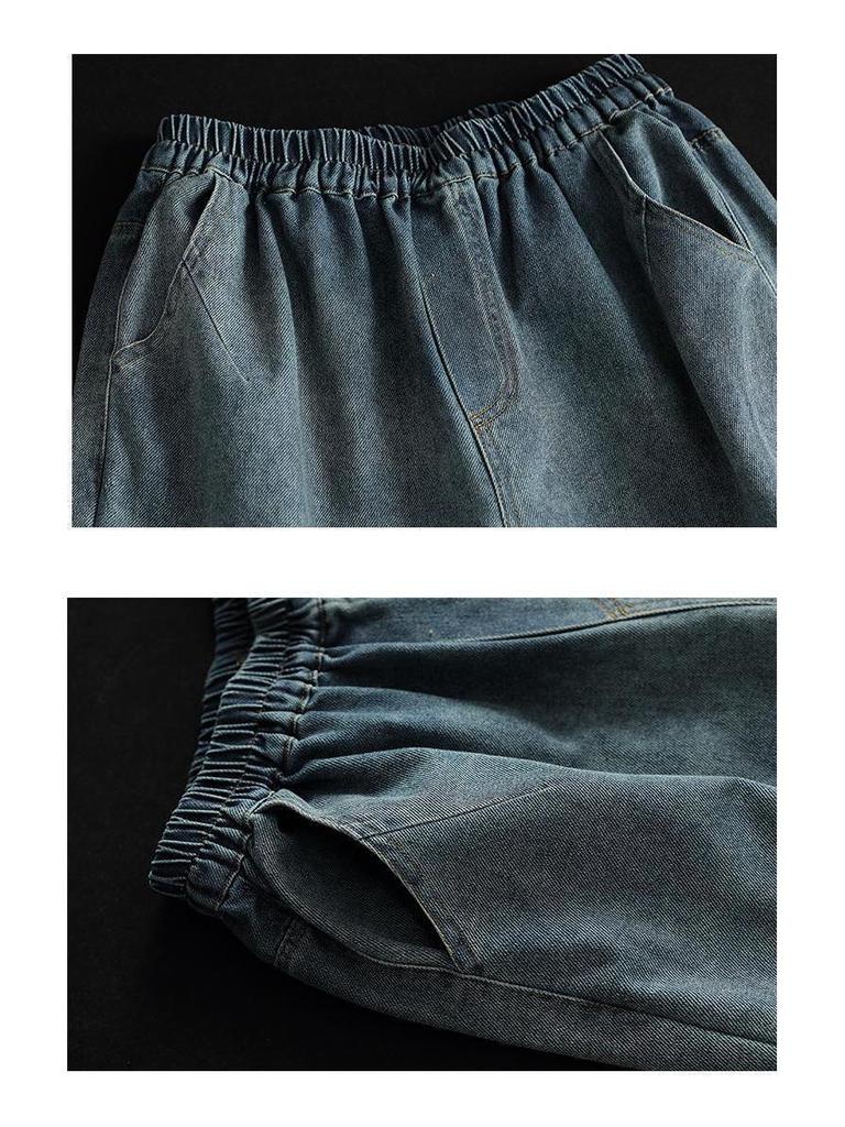 Women's Retro Wide-Leg Jeans - European & American Style, Summer & Autumn Casual Loose Fit
