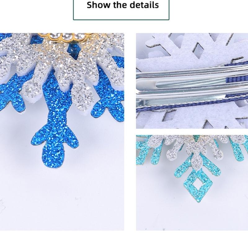 Snowflake Barrettes Studded Christmas Glitter Elegant Snowflake Hair Clip Christmas for Women, Snowflake