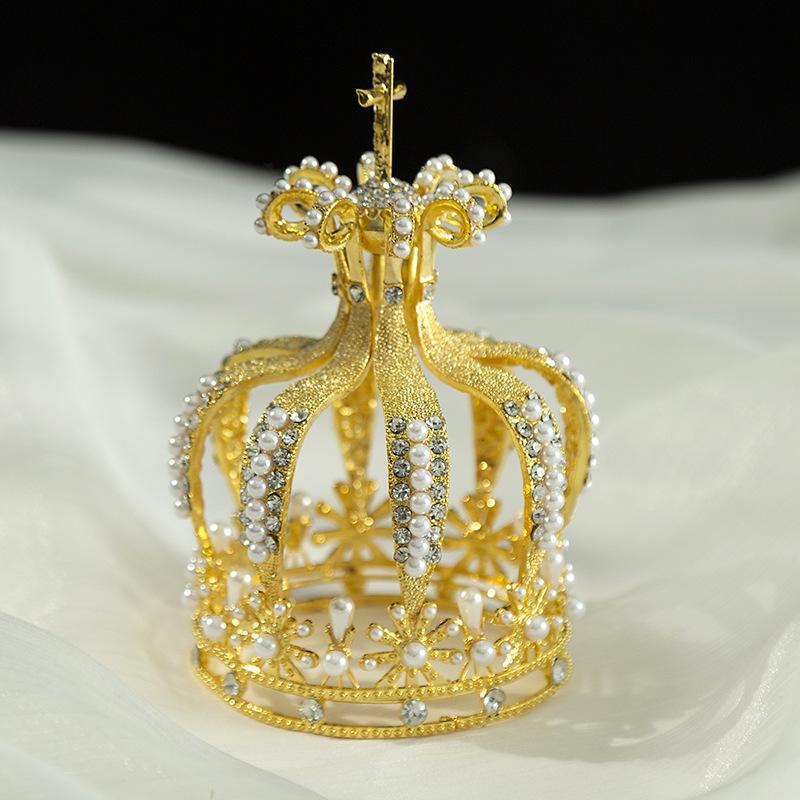 Flores y decoraciones corona de repostería de cumpleaños corona redonda corona de estudio fotográfico para actuaciones tocado de perlas corona