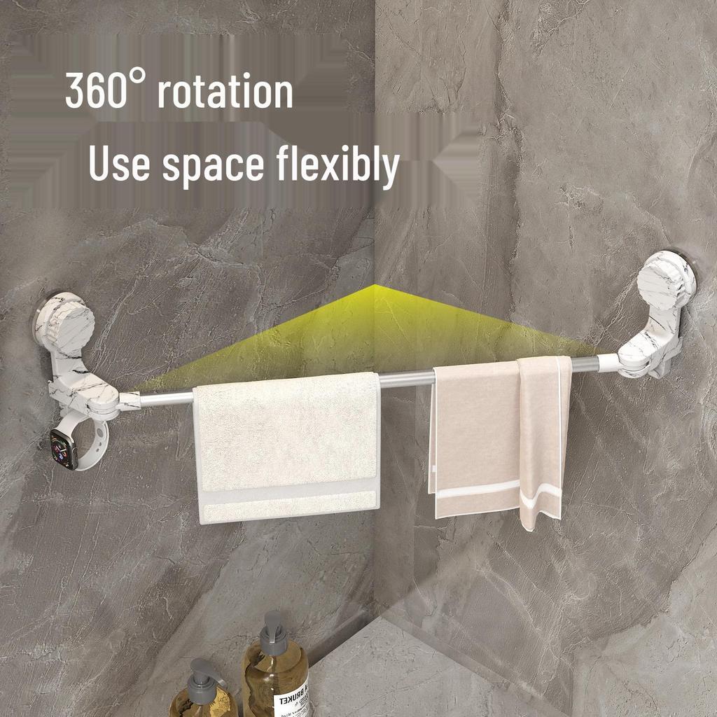 Non-Drill Suction Cup Towel Rack: Extendable Bathroom Storage Shelf & Organizer