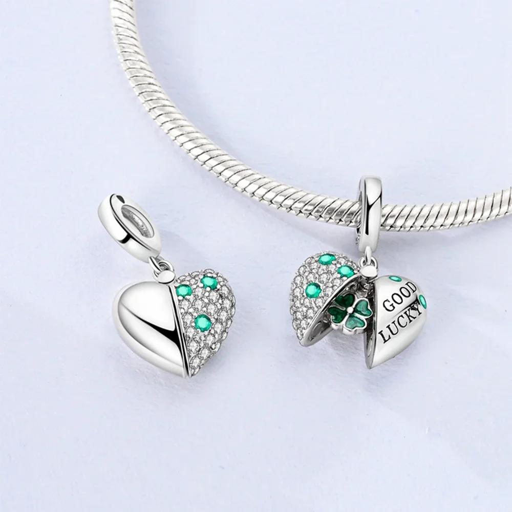 Copper Original Four-Leaf Clover Seven-Spotted Ladybug U-Shaped Horseshoe Pendant Beads Fit Bracelet Women Diy Fine Gift