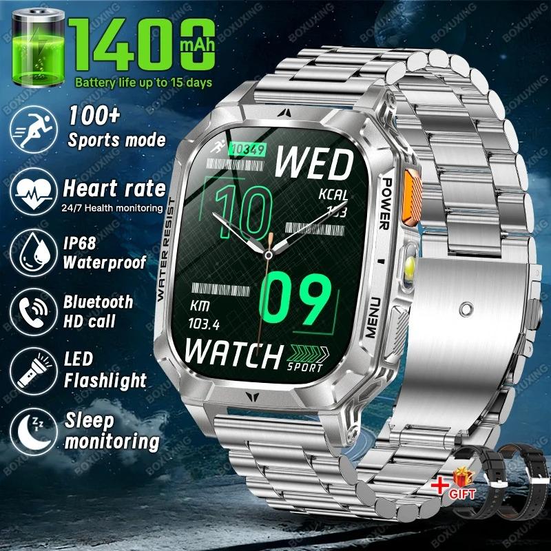 Neue Militärqualität 1400 mAh Akku Smartwatch Herren 2,01" Bildschirm 5ATM Wasserdicht GPS Track Sport Fitness Smartwatch