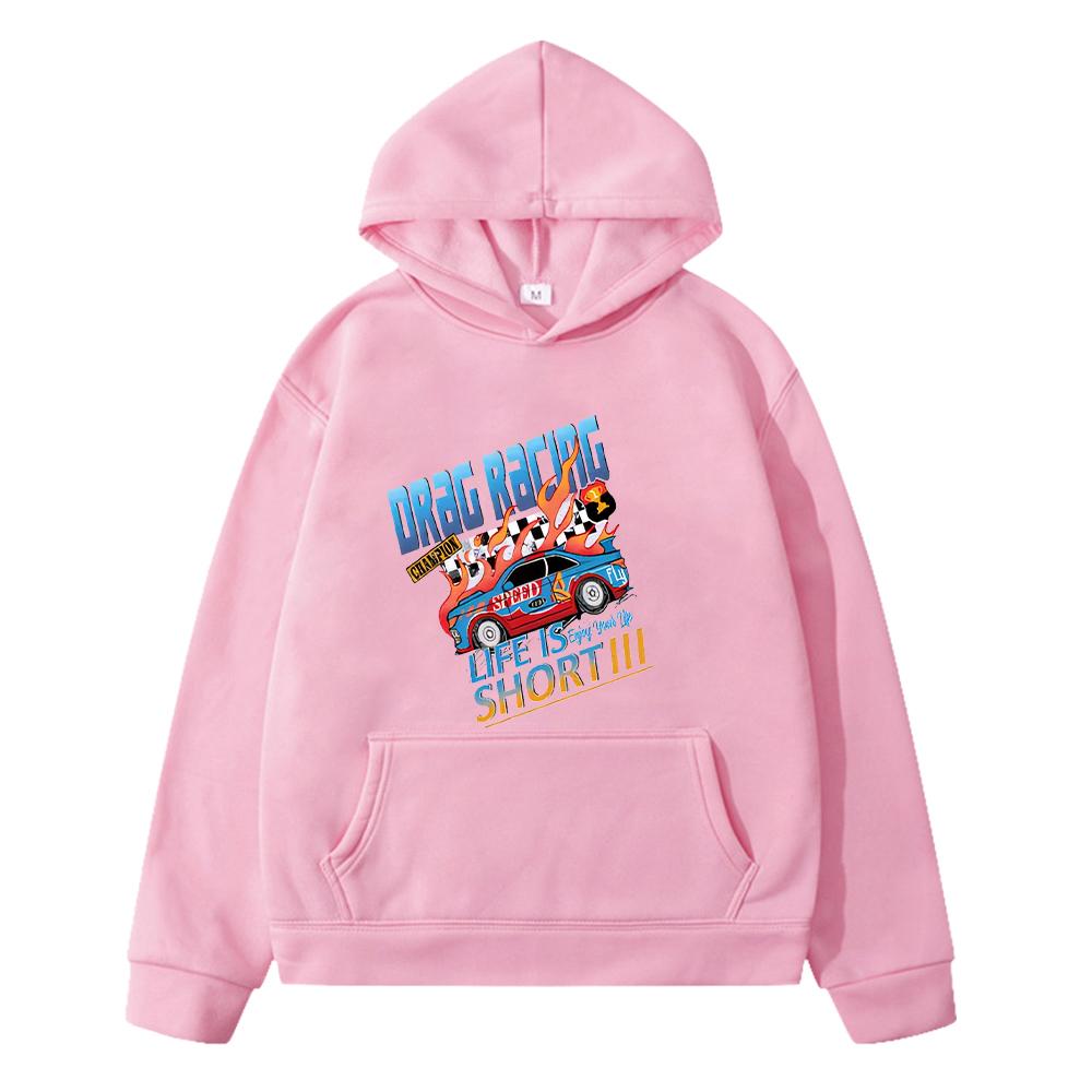 

Cartoon sweatshirt Fashionable Racing Car print anime hoodie boys pullover y2k sudadera hoodie Fleece jacket kids clothe girls 130 розовый