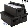 3-Pack Fabric CD Storage Case with Lids and Handles Non-woven Disc Storage Organizer Foldable Box Media Case for Home Office Car