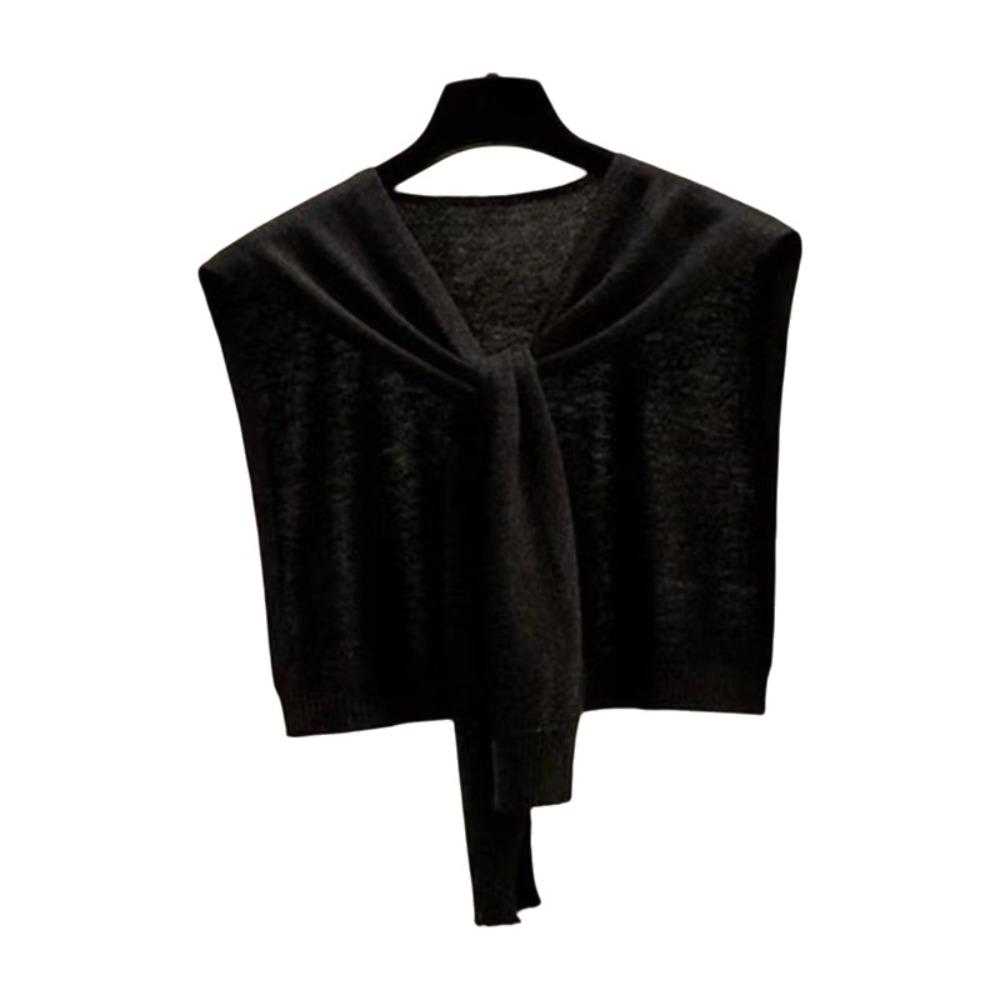 Striped Knitted Shawl Thin Warm Shoulder Wrap Trendy Shoulder Protection Scarf Korean Style