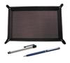 Shibochoco Color Cowhide Pen Tray with Metal Touch Silver Stick and Slim Rotating Ballpoint Pen Blue Set, TRATYO-ALST-PD04-L