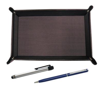 Shibochoco-farbene Rindsleder-Stiftablage mit silberfarbenem Metallstift und schlankem Drehkugelschreiber blaues Set, TRATYO-ALST-PD04-L