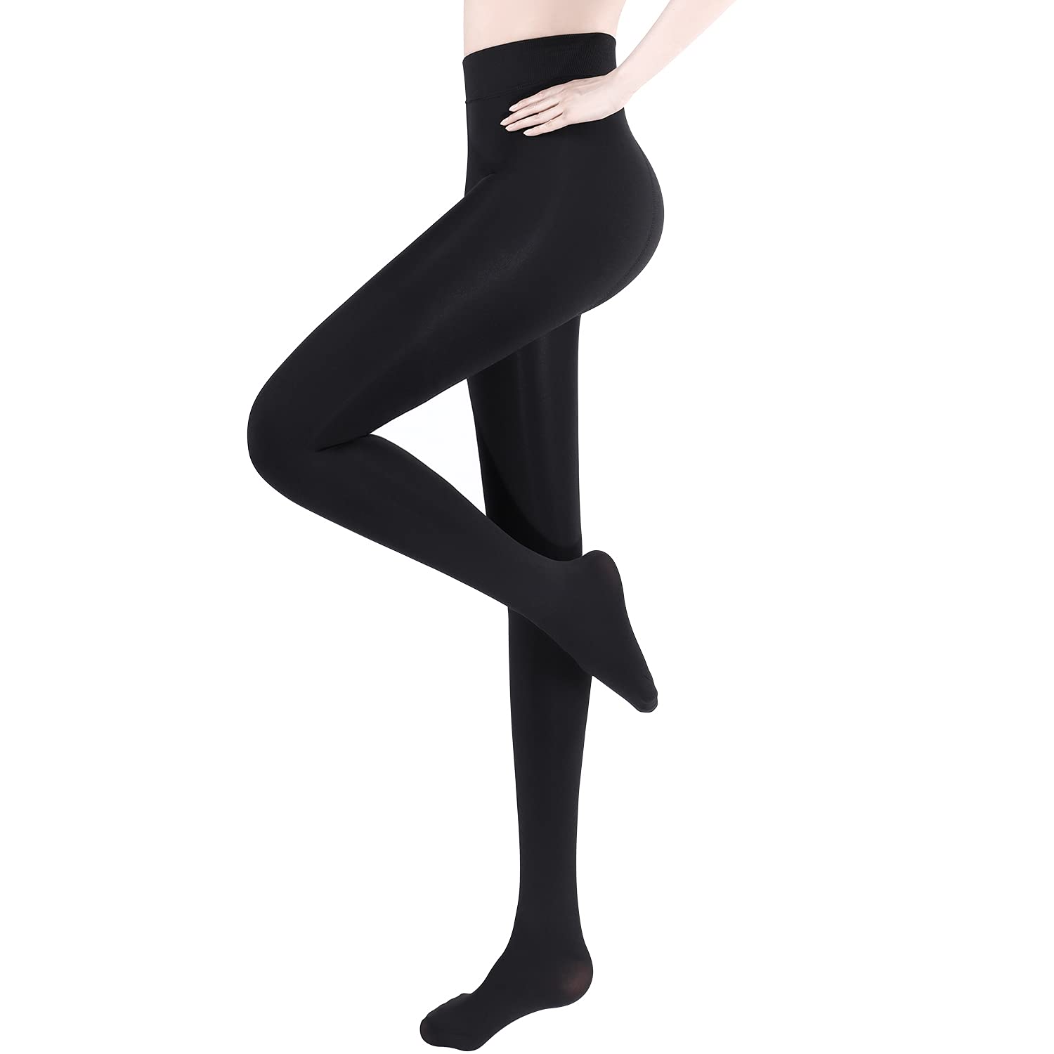 

Высокая холодная [Happyshoppingtime] Женские колготки, Колготки, Чулки, Леггинсы, С начесом, Черный/Бежевый, Талия, Плотные, Простые, Эластичные, Теплые,