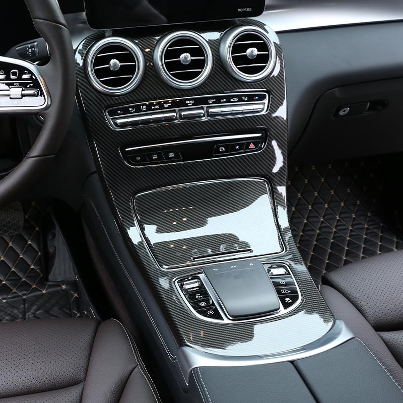 ABS Car Center Console Gear Shift Panel Cover Trim Sticker For Mercedes Benz C GLC Class W205 X235 2015-2021 Auto Accessories