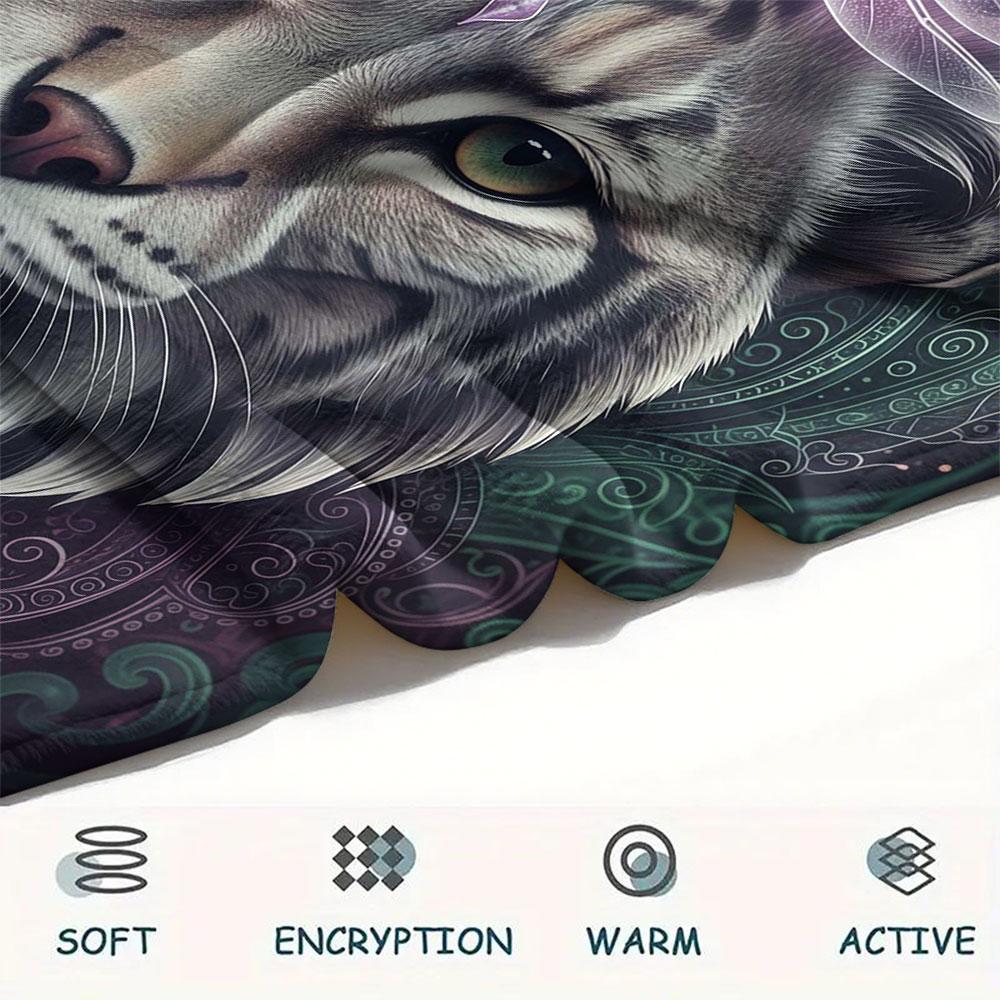 1Pc Mayan-styleanimals Print Flannel Blanket, High quality Comfortable for All Seasons, Home Decor, Warmth and Comfort, Perfect for Christmas Gifts
