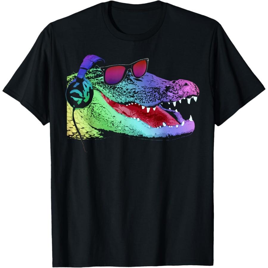 Unisex T-shirt Alligator With Headphones And Sunglasses T-Shirt