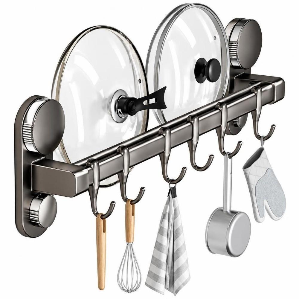 No Drill Kitchen Utensil Hanger Removable Wall-Mounted Hanging Rod Bedroom