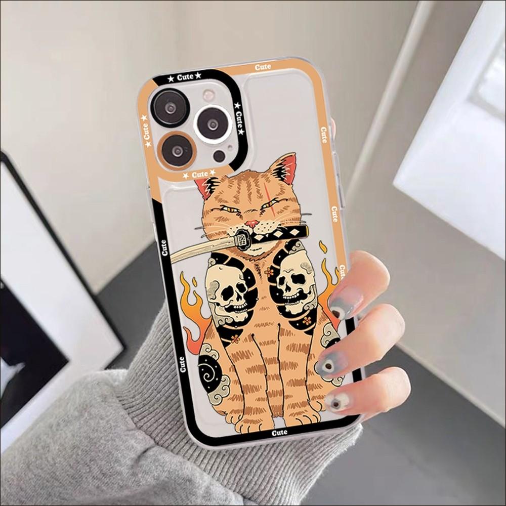 JAMULAR Neko Ramen Japan Cat Anime Phone Case For IPhone 11 12 13 Mini Pro XS MAX 8 7 6 6S Plus X 5S SE 2020 XR Clear Case